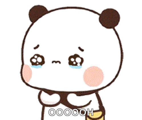 a cartoon panda bear is crying with tears coming out of its eyes .