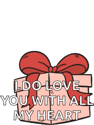 A Cartoon Panda Bear Is Holding A Gift Box And Says I Do Love You With All My Heart GIF