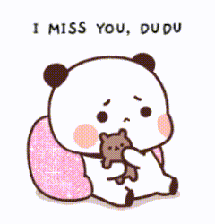 A Cartoon Panda Bear Is Holding A Teddy Bear And Says I Miss You Dudu GIF
