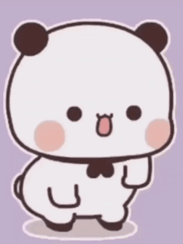 A Cartoon Panda Bear Is Standing On A Brown Background And Making A Funny Face . GIF