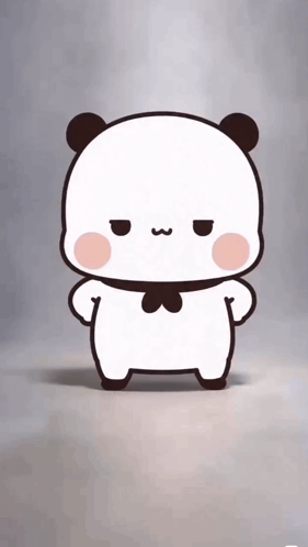 A Cartoon Panda Bear Is Standing With His Hands On His Hips . GIF