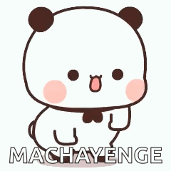 A Cartoon Panda Bear With A Heart On Its Chest Is Sitting Down And Says Machayenge . GIF