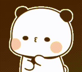 A Cartoon Panda Bear With A Heart On Its Face . GIF