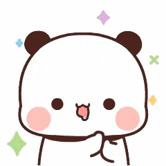 A Cartoon Panda Bear With A Pink Nose And A Pink Cheek Is Surrounded By Sparkles . GIF