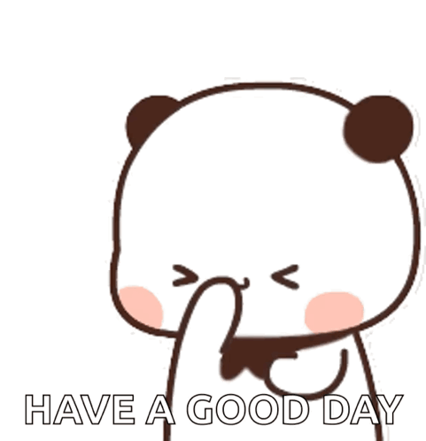 a cartoon panda bear with hearts in his eyes and the words have a good day