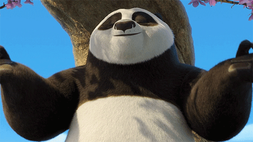 A Cartoon Panda Bear With Its Eyes Closed GIF