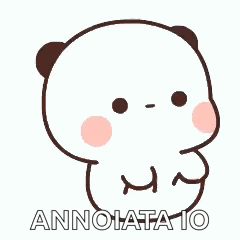 A Cartoon Panda Bear With The Words Annoiata Io Written On It 'S Chest . GIF