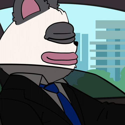 Cartoon Panda In Suit Driving Car GIF