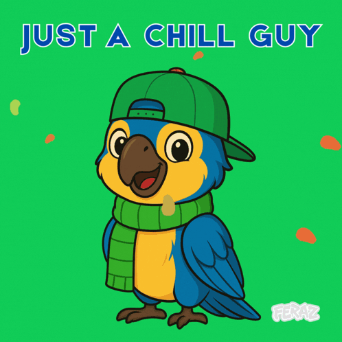 A Cartoon Parrot Wearing A Green Hat And Scarf GIF