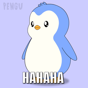 A Cartoon Penguin Is Laughing And Pointing With The Words " Hahaha " Written Below It GIF