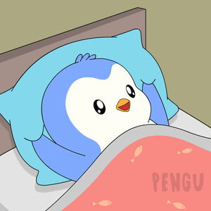A Cartoon Penguin Is Sleeping In A Bed With The Word Pengu On The Bottom GIF