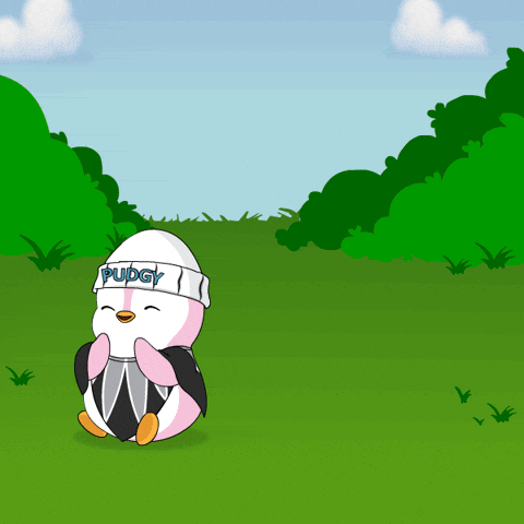 A Cartoon Penguin Is Wearing A Hat That Says Pudgy GIF