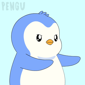 A Cartoon Penguin Says " No " In White Letters On A Blue Background GIF