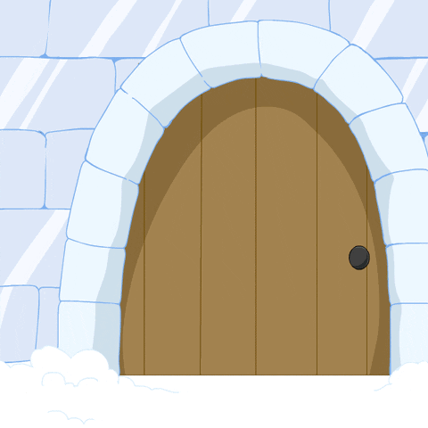 A Cartoon Penguin Wearing A Red Hat And Polka Dot Pajamas Is Standing In A Doorway GIF