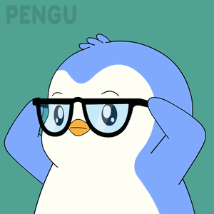 A Cartoon Penguin Wearing Glasses With The Word Pengu On The Bottom GIF