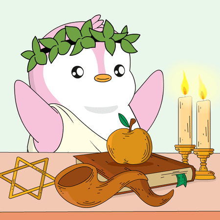 A Cartoon Penguin With A Laurel Wreath On His Head GIF