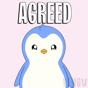 A Cartoon Penguin With The Word Agreed Written On It GIF