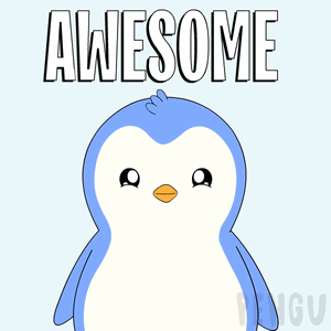 A Cartoon Penguin With The Words Awesome Written Above It GIF