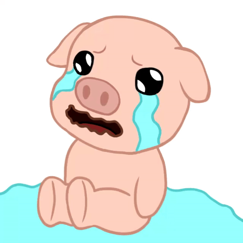 A Cartoon Pig Is Crying And Has Tears Running Down Its Face GIF