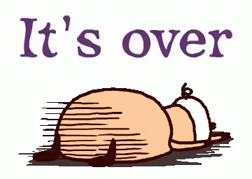 A Cartoon Pig Is Laying On The Ground With The Words It 'S Over Behind It GIF