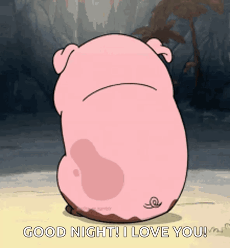 A Cartoon Pig Is Saying Good Night I Love You . GIF