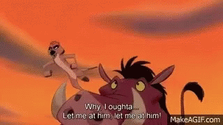 A Cartoon Pig Is Standing Next To A Dog And Saying `` Why I Oughta Let Me At Him Let Me At Him '' GIF