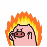 A Cartoon Pig Is Surrounded By Flames And Is Looking Angry GIF