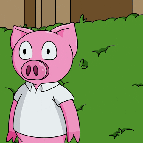 A Cartoon Pig Is Wearing A White Shirt GIF