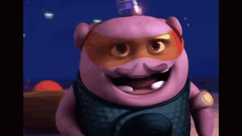 A Cartoon Pig Wearing A Mask And A Vest GIF