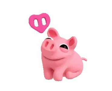A Cartoon Pig With A Heart Above Its Head GIF
