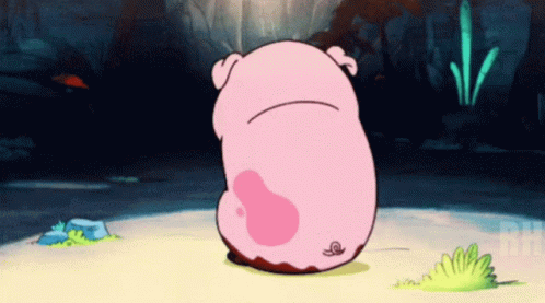A Cartoon Pig With A Squirrel On Its Tail GIF