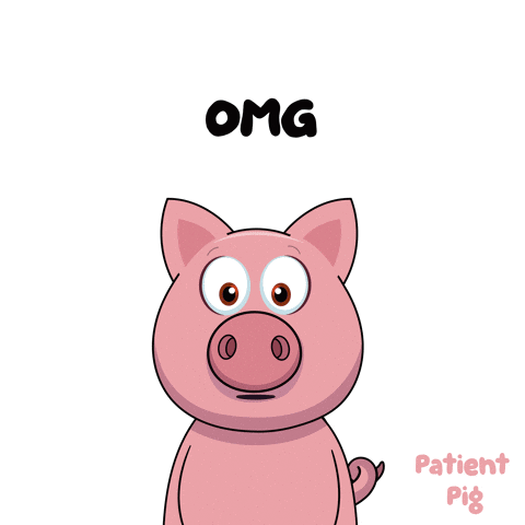 A Cartoon Pig With Its Mouth Open And The Word Omg Behind It GIF