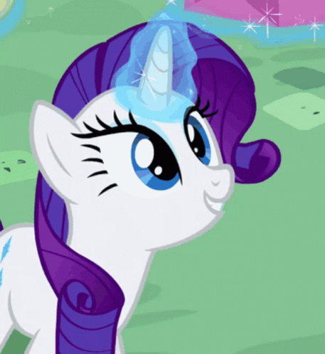 A Cartoon Pony With A Purple Mane And A Blue Horn GIF