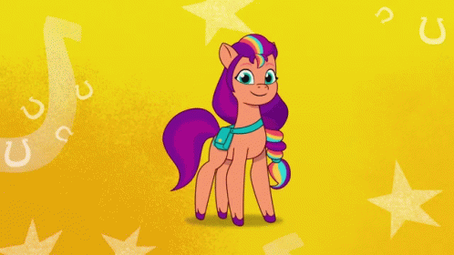 A Cartoon Pony With A Rainbow Mane And Tail GIF