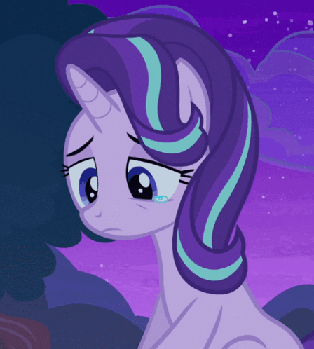 A Cartoon Pony With Purple Hair And A Horn GIF