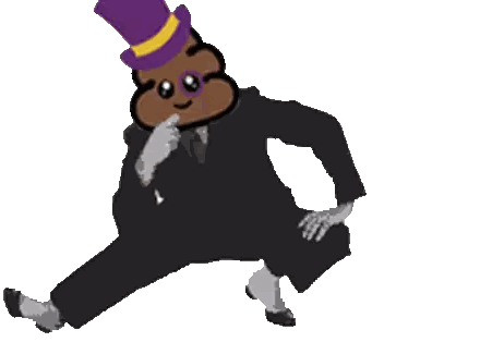 a cartoon poop wearing a top hat and suit