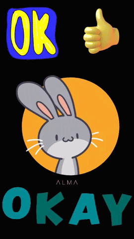 A Cartoon Rabbit Giving A Thumbs Up With The Word Okay Below GIF