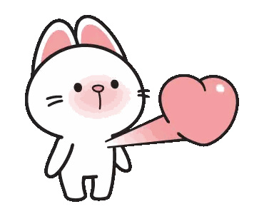 a cartoon rabbit is blowing a pink heart