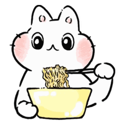 a cartoon rabbit is eating noodles with chopsticks from a bowl .