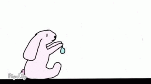 A Cartoon Rabbit Is Holding A Blue Balloon . GIF