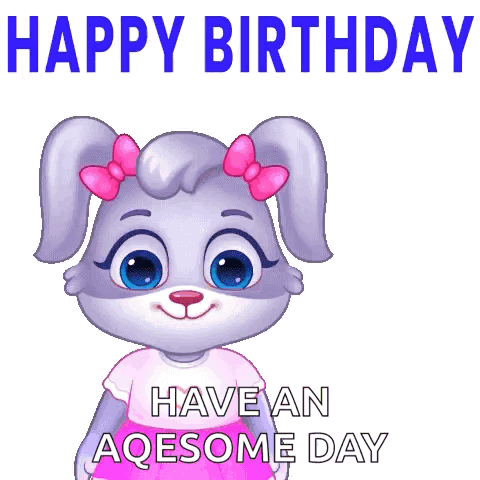 A Cartoon Rabbit Is Holding A Bouquet Of Flowers And Wishing Someone A Happy Birthday . GIF