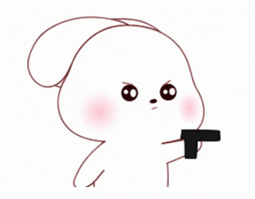 A Cartoon Rabbit Is Holding A Gun And Making A Funny Face GIF