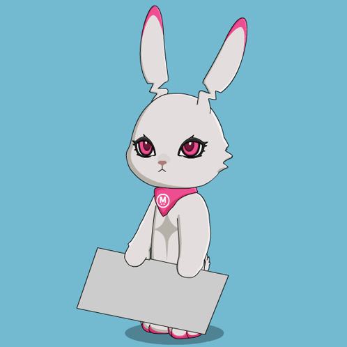 A Cartoon Rabbit Is Holding A Sign That Says $ Mega GIF