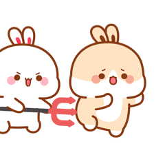 A Cartoon Rabbit Is Holding A Trident While Another Rabbit Is Holding A Stick . GIF