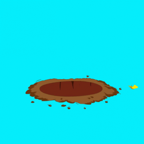 A Cartoon Rabbit Is Standing In Front Of A Hole With The Words Good Morning Written Above It GIF