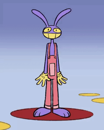 A Cartoon Rabbit Is Standing On A Red Surface With His Arms Outstretched GIF