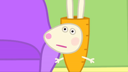 A Cartoon Rabbit With A Carrot In Its Mouth GIF