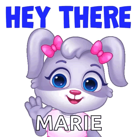 A Cartoon Rabbit With A Pink Bow And The Words Hey There Marie GIF