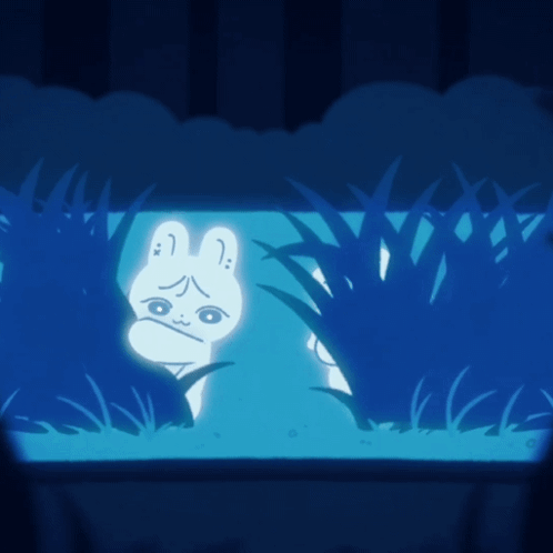 A Cartoon Rabbit With A Sad Look On His Face GIF