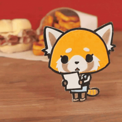 A Cartoon Red Panda Holding A Piece Of Paper GIF
